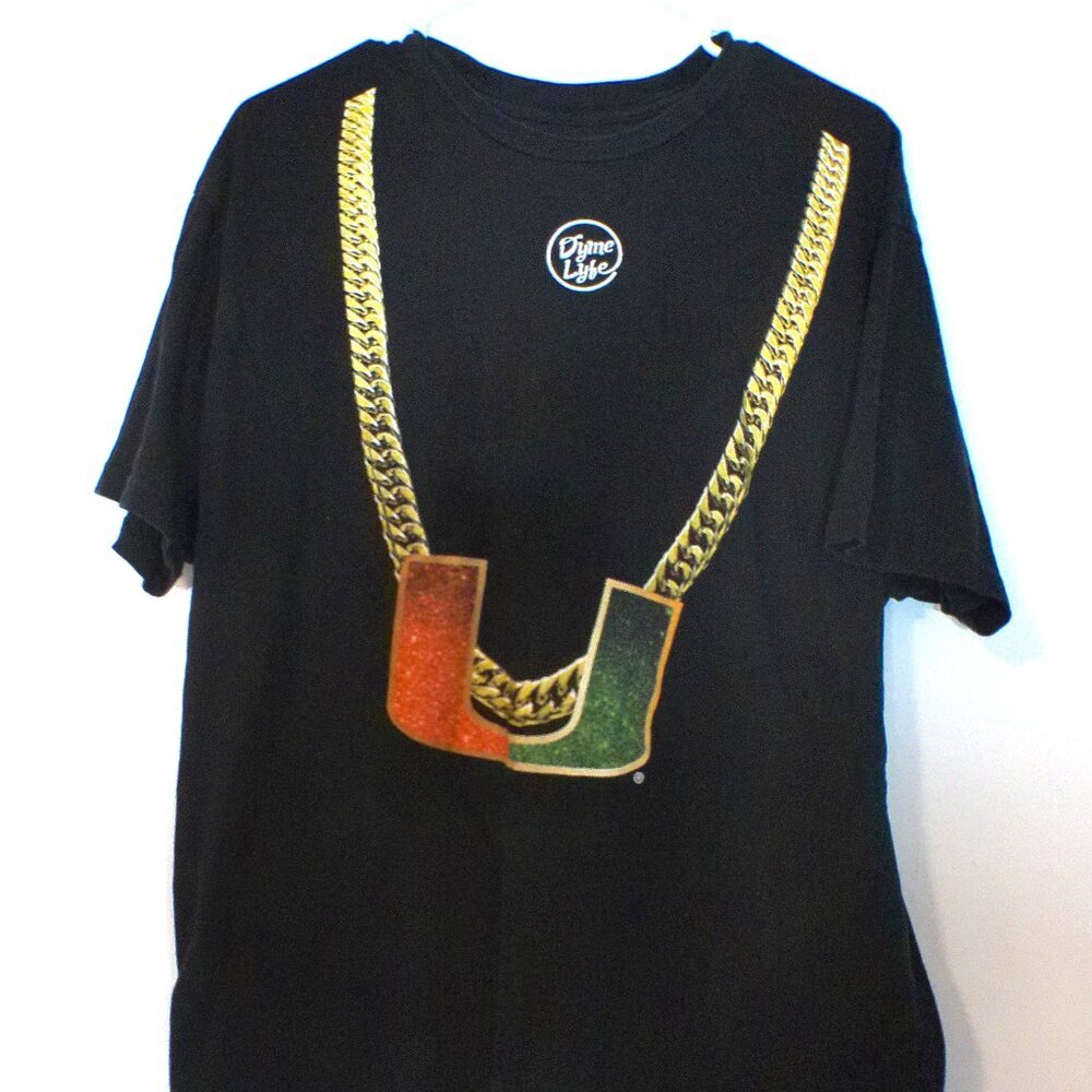 Dyme Lyfe Men’s XL Black Graphic T-Shirt Miami Chain U Logo Streetwear